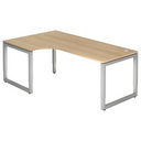 Scrivania a L regolabile in altezza REGO 82 S in effetto rovere con struttura argento di hjh OFFICE PRO