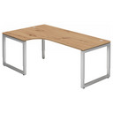 Scrivania a L REGO 82 S in rovere rustico con struttura argento di hjh OFFICE PRO