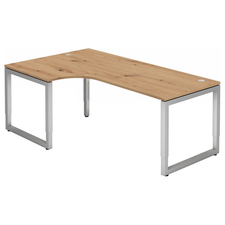 Scrivania a L REGO 82 S in rovere rustico con struttura argento di hjh OFFICE PRO