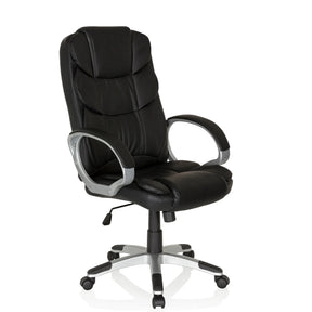 Poltrona Home Office RELAX BY155 nera con rivestimento in ecopelle e base argentata di MyBuero