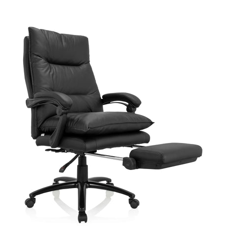 Poltrona Home Office RELAX CL 200 nera in ecopelle con poggiapiedi estraibile di MyBuero