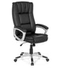 Sedia Home Office RELAX CL150 con rivestimento in ecopelle nera e braccioli argentati di MyBuero