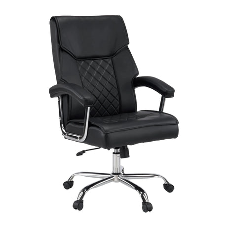 Sedia Home Office Relax Prestio nera con cuciture a contrasto e base cromata di MyBuero