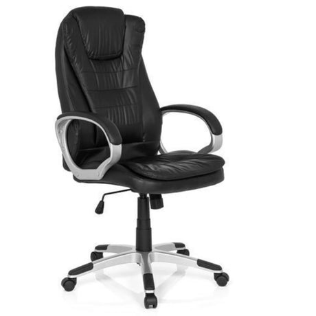 Sedia da gaming RELAX WB100 nera con rivestimento in ecopelle, braccioli e base a rotelle di MyBuero