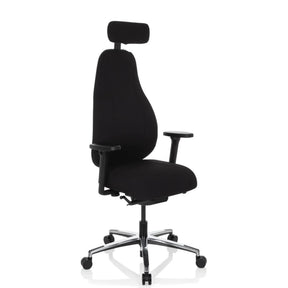 High-end Sedia da ufficio RESISTIO con rivestimento nero, poggiatesta e braccioli di hjh OFFICE