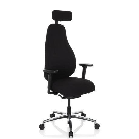 High-end Sedia da ufficio RESISTIO con rivestimento nero, poggiatesta e braccioli di hjh OFFICE