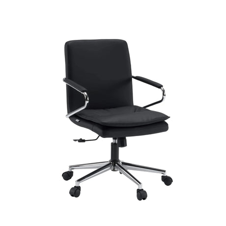 Sedia Home Office Rovento nera con braccioli cromati e cinque rotelle di hjh OFFICE