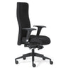 Poltrona di lusso ROVO XP con rivestimento in tessuto nero, braccioli e base a ruote di Rovo Chair