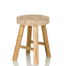 Sgabello marrone RUSTIKO W in legno chiaro con seduta rotonda e quattro gambe di hjh LIVING