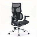 Sedia da ufficio professionale S100-M301 con rivestimento in rete nera e base in alluminio lucido di Sihoo