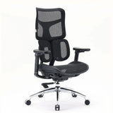 Sedia da ufficio professionale S100-M301 con rivestimento in rete nera e base in alluminio lucido di Sihoo