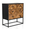 Madia SANTJAGO BLACK SUN L con cassetti color legno effetto chevron e struttura in metallo nero di hjh LIVING