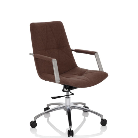 Sedia Home Office SARANTO II con rivestimento in tessuto marrone medio e base argentata di hjh OFFICE
