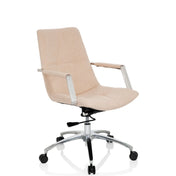 Sedia Home Office SARANTO II in beige con braccioli e base cromata di hjh OFFICE
