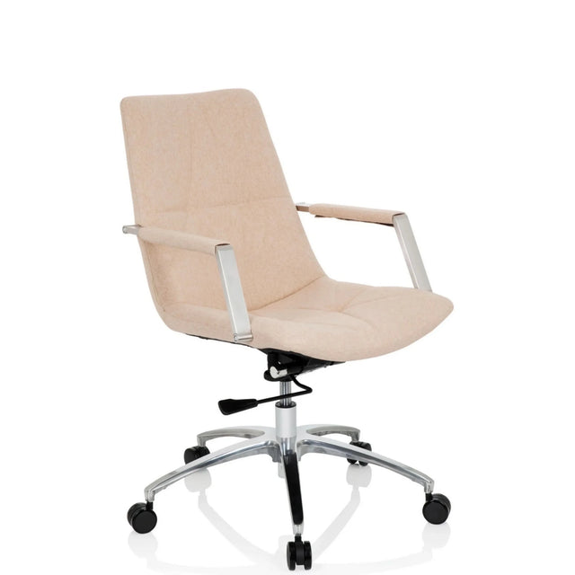 Sedia Home Office SARANTO II in beige con braccioli e base cromata di hjh OFFICE