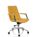 Sedia Home Office SARANTO II con rivestimento in tessuto giallo senape e braccioli argentati di hjh OFFICE