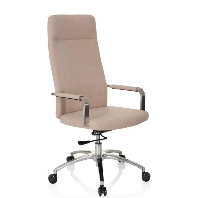 Sedia Home Office SARANTO PLUS I con rivestimento in tessuto beige e base lucida di hjh OFFICE