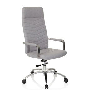 Sedia Home Office SARANTO PLUS in grigio chiaro con schienale trapuntato e base in alluminio di hjh OFFICE