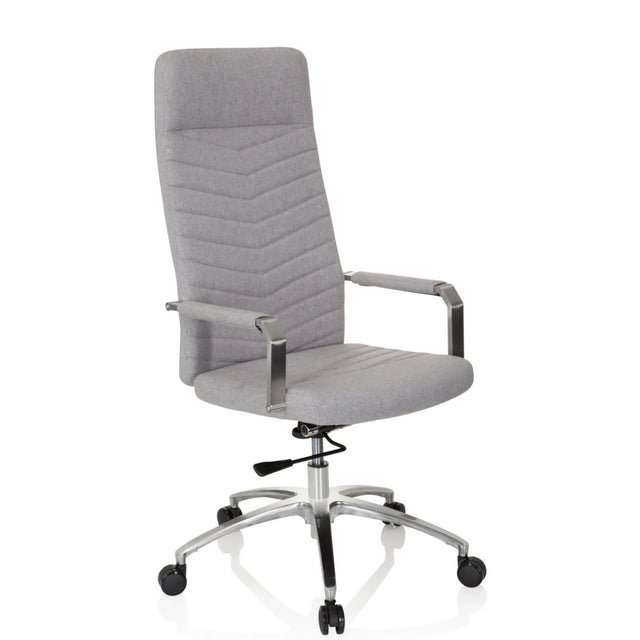 Sedia Home Office SARANTO PLUS in grigio chiaro con schienale trapuntato e base in alluminio di hjh OFFICE