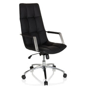 Poltrona Home Office SARANTO PRO in pelle nera con trapuntatura e base in alluminio di hjh OFFICE