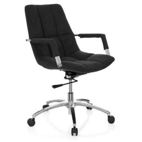 Sedia Home Office SARANTO con rivestimento in tessuto nero e base lucida di hjh OFFICE