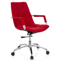 Sedia Home Office SARANTO con rivestimento in tessuto rosso e base argentata di hjh OFFICE