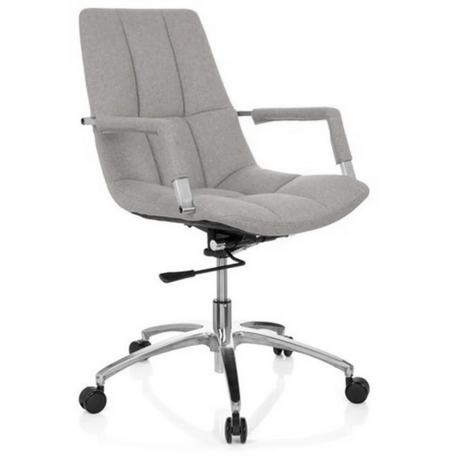 Sedia Home Office SARANTO con rivestimento in tessuto grigio chiaro e base cromata di hjh OFFICE