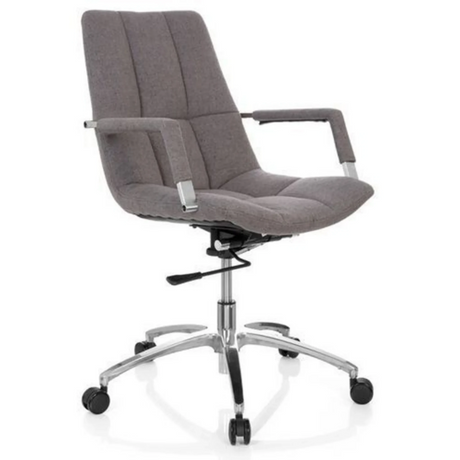 Sedia Home Office SARANTO con rivestimento in tessuto grigio e base argentata di hjh OFFICE