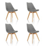 Set di quattro sedie a conchiglia SCANDI 4 grigie con gambe in legno chiaro di hjh OFFICE