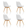 Set di quattro sedie a conchiglia SCANDI 4 bianche con gambe in legno chiaro di hjh OFFICE