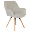 Sedia imbottita SCANDI SOFT in crema con schienale trapuntato verticalmente e gambe in legno chiaro di hjh LIVING