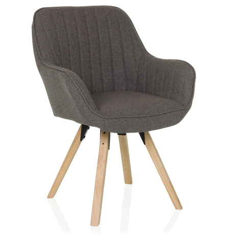 Sedia imbottita SCANDI SOFT grigio scuro con schienale trapuntato e gambe in legno chiaro di hjh LIVING