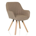 Sedia imbottita beige SCANDI SOFT con trapuntatura e quattro gambe in legno chiaro di hjh LIVING