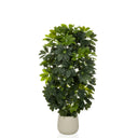 Piante artificiali Schefflera 2 in verde con foglie folte in un semplice vaso beige di hjh OFFICE