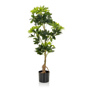 Piante artificiali verdi SCHEFFLERA con foglie lucide in un vaso nero di hjh OFFICE