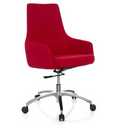 Sedia Home Office SHAKE 100 con rivestimento in tessuto rosso e base a stella in metallo lucido di hjh OFFICE