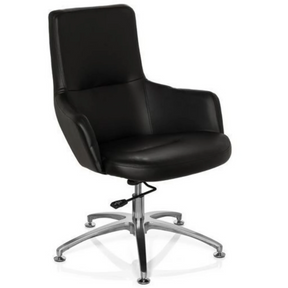 Poltrona Lounge SHAKE 300 nera con rivestimento in ecopelle e base a stella lucida di hjh OFFICE