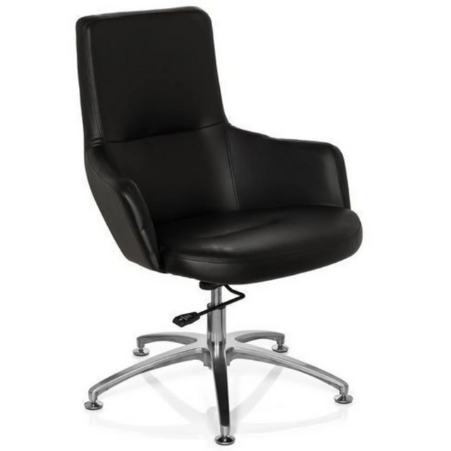 Poltrona Lounge SHAKE 300 nera con rivestimento in ecopelle e base a stella lucida di hjh OFFICE