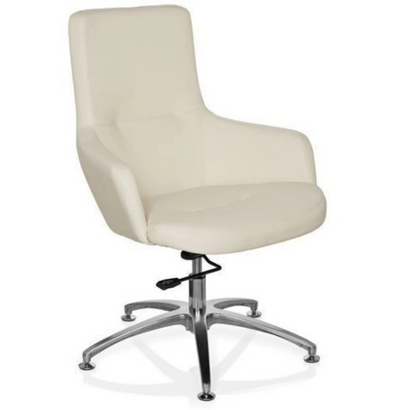 Poltrona Lounge SHAKE 300 bianco crema con base a stella in metallo lucido e rotelle di hjh OFFICE