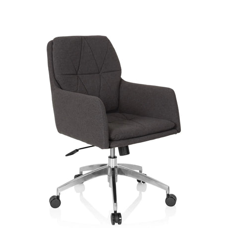 Sedia Home Office SHAKE 350 con rivestimento in tessuto grigio scuro e base a stella lucida di hjh OFFICE