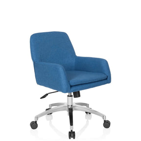 Sedia Home Office SHAKE 400 con rivestimento in tessuto blu e base argentata di hjh OFFICE
