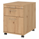 Cassettiera con rotelle SIGNA AC20 in frassino rovere con maniglie a ponte argentate e ruote di hjh OFFICE PRO