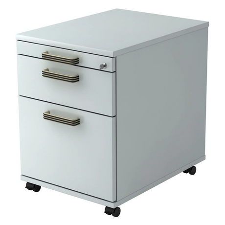 Cassettiera con rotelle SIGNA AC20 grigia in plastica con maniglie a righe di hjh OFFICE PRO