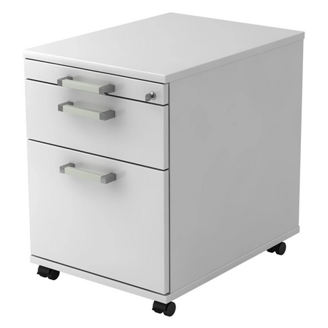 Cassettiera con rotelle SIGNA AC20 in metallo bianco con maniglie cromate di hjh OFFICE PRO