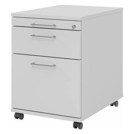 Cassettiera con rotelle SIGNA AC20 in metallo grigio con tre cassetti e maniglie a ponte di hjh OFFICE PRO