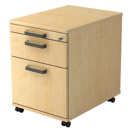 Cassettiera con rotelle SIGNA AC20 effetto acero con tre maniglie a righe di hjh OFFICE PRO