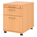 Cassettiera con rotelle SIGNA AC20 in aspetto faggio con maniglie a ponte in metallo di hjh OFFICE PRO