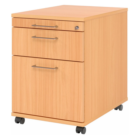 Cassettiera con rotelle SIGNA AC20 in aspetto faggio con maniglie a ponte in metallo di hjh OFFICE PRO