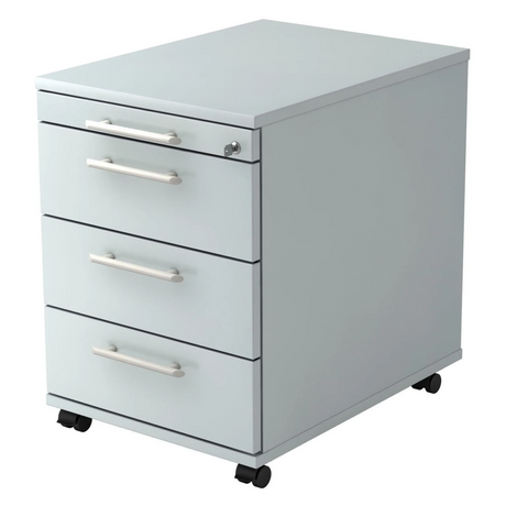 Cassettiera con rotelle SIGNA AC30 grigia in plastica con quattro cassetti e maniglie a barra di hjh OFFICE PRO