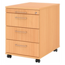 Cassettiera con rotelle SIGNA AC30 in effetto faggio con quattro cassetti e maniglie in metallo di hjh OFFICE PRO